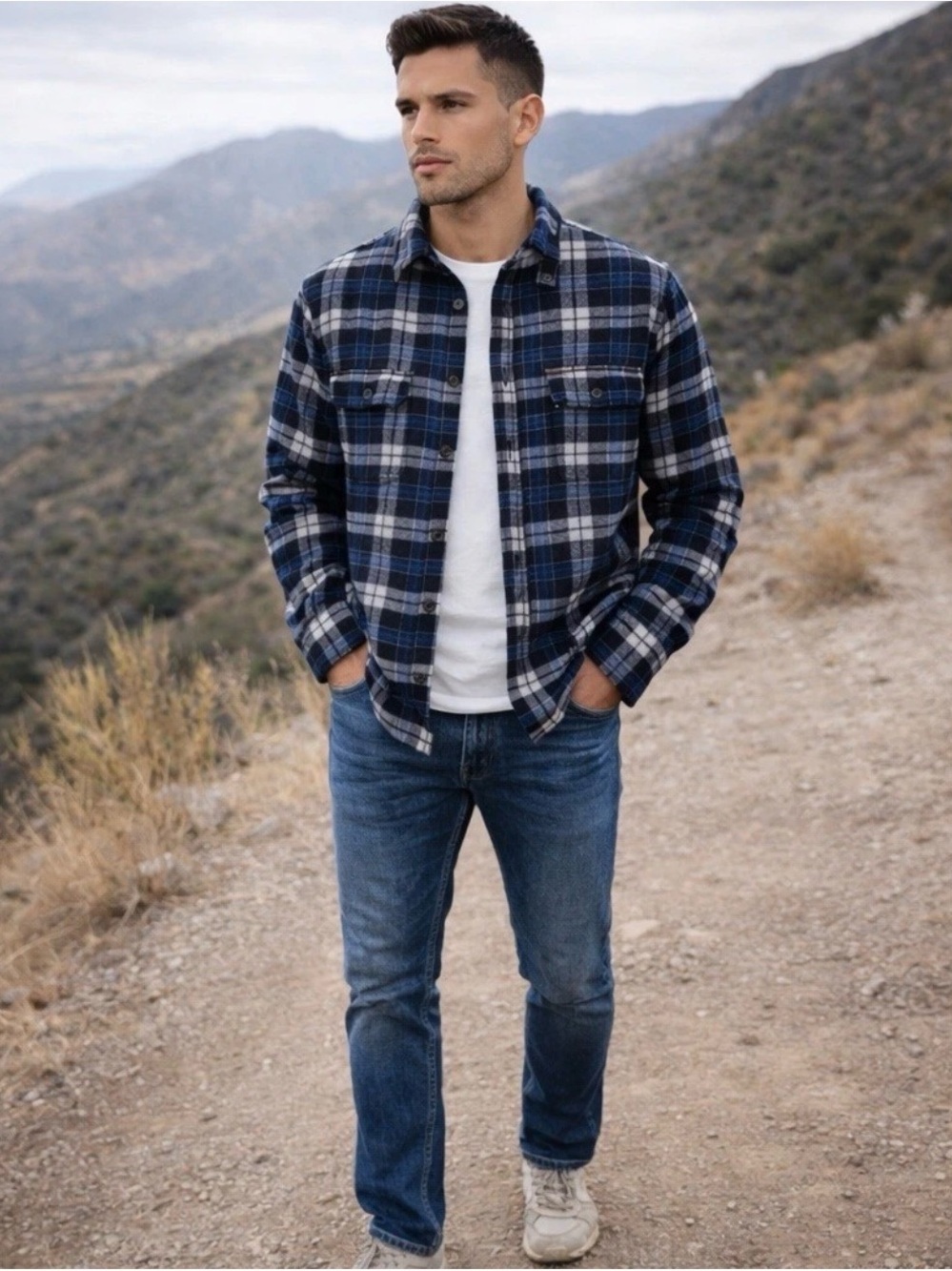 Orvis Heavyweight Plaid Flannel Shirt Jacket Blue Black Buffalo Check M Outdoors